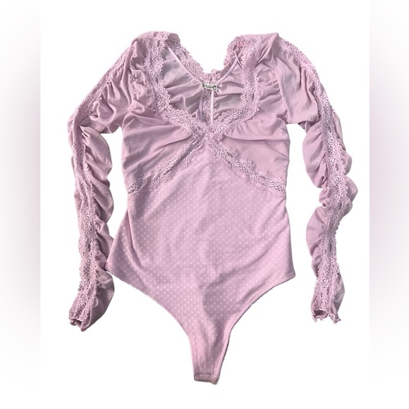 FREE PEOPLE Intimately Forever Young Rushed Bodysuit in Plum Blossom Size M New - Picture 5 of 12